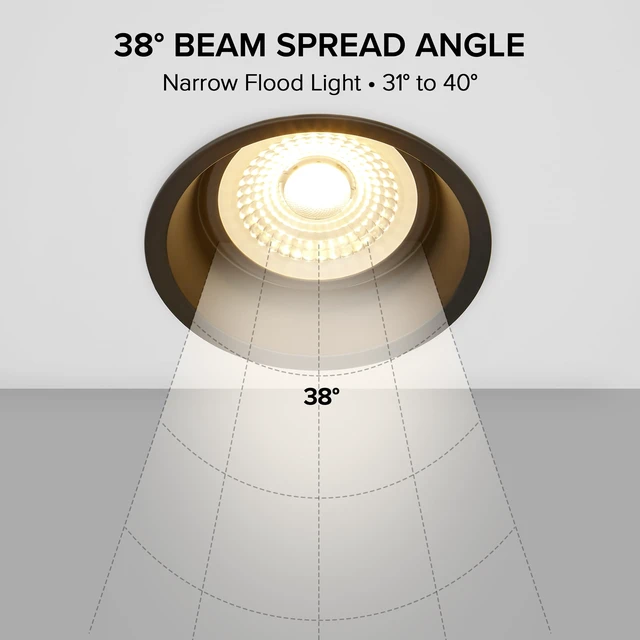Alt view image 7 of 7 - Maxxima 4" Black Recessed LED Eyeball Gimbal Downlight, 1000 Lumens, 5 CCT | Adjustable Color Select 2700K/3000K/3500K/4000K/5000K, 360° Rotation 30° Tilt, Dimmable Canless, IC Rated, J-Box Included