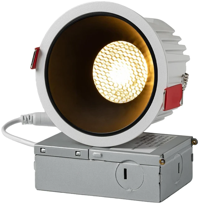 Main image of Opulux 4" Round LED Dimmable Recessed Downlight, Directional Ceiling Light | Directional Surface Spotlight Fixture with 36° Beam Angle, Honeycomb Mesh Anti-Glare Design, Includes Junction Box, CRI97