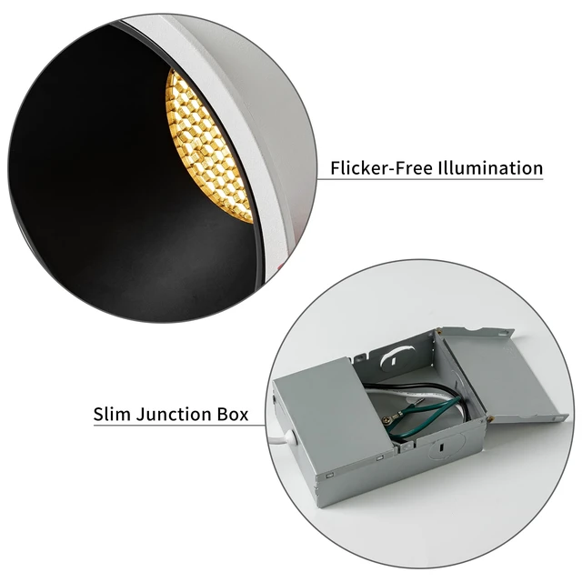 Alt view image 3 of 7 - Opulux 4" Round LED Dimmable Recessed Downlight, Directional Ceiling Light | Directional Surface Spotlight Fixture with 36° Beam Angle, Honeycomb Mesh Anti-Glare Design, Includes Junction Box, CRI97