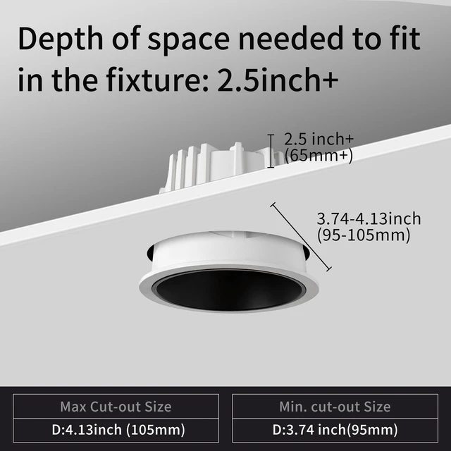 Alt view image 4 of 7 - Opulux 4" Round LED Dimmable Recessed Downlight, Directional Ceiling Light | Directional Surface Spotlight Fixture with 36° Beam Angle, Honeycomb Mesh Anti-Glare Design, Includes Junction Box, CRI97
