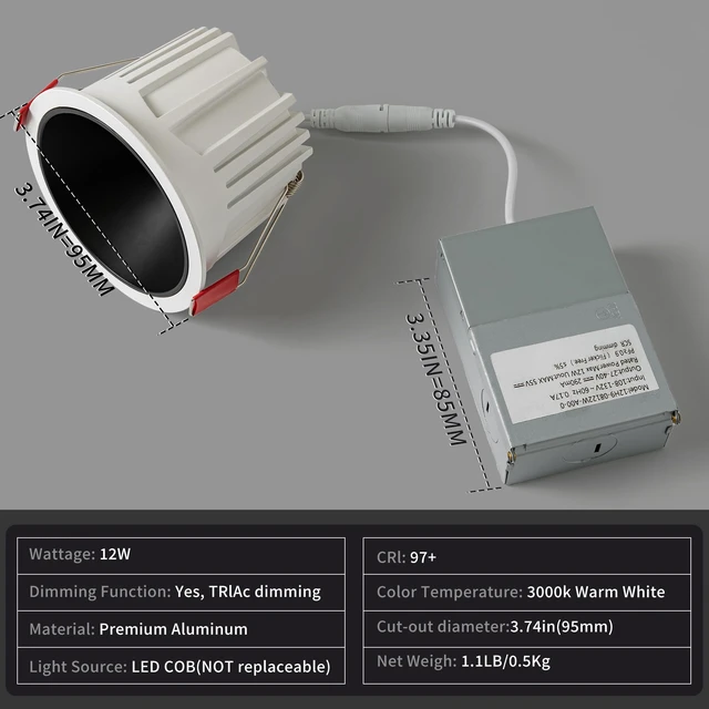 Alt view image 6 of 7 - Opulux 4" Round LED Dimmable Recessed Downlight, Directional Ceiling Light | Directional Surface Spotlight Fixture with 36° Beam Angle, Honeycomb Mesh Anti-Glare Design, Includes Junction Box, CRI97