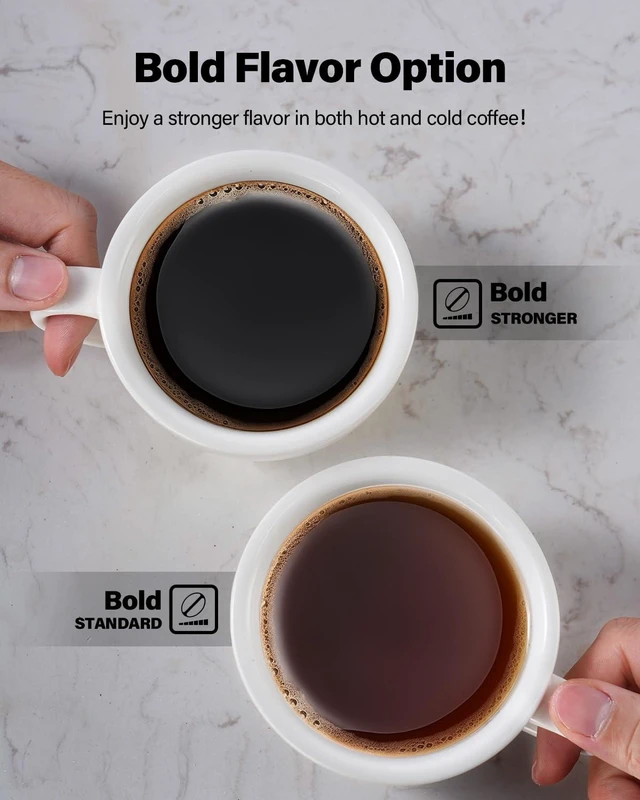 Alt view image 5 of 7 - TWOMEOW K Cup Coffee Maker, Single Serve Hot & Iced for K-Cup & Grounds | 52oz Removable Reservoir, Single Cup Coffee Maker with Bold Setting, 6-14oz Brew Sizes, Reusable Filter, Compact Design, Gray
