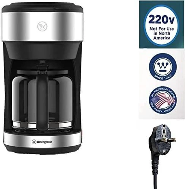 Main image of 220 volts Coffee Maker with Permanent Filter and Hot Plate - 6 to 10cup - Stainless Steel (NOT FOR USE IN USA)