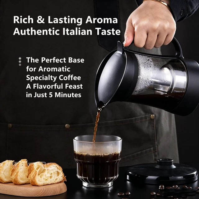 Alt view image 5 of 7 - CDKM Electric Moka pot, 3/6 Cup Espresso pot, Glass Top(340ML) | Borosilicate Glass Coffee Machine, coffee maker,Full automatic,Italian Espresso Maker,Italian flavor,Easy and Secure