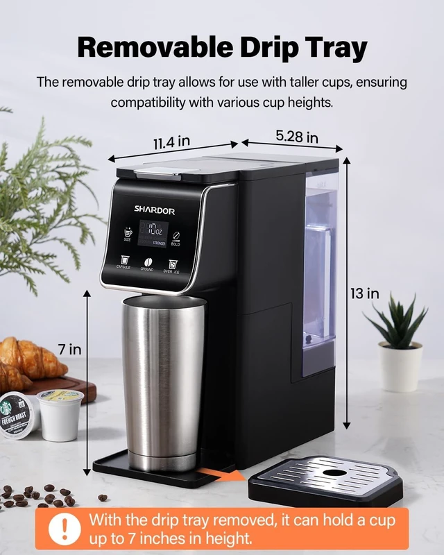 Alt view image 7 of 7 - TWOMEOW Coffee Maker Hot & Iced single cup Coffee Machine K Cup & Grounds | Single Serve K Cup Coffee Machine With Bold Setting 52 Oz Tank, 6-14 Oz Brew Sizes, Iced, Hot, Bold Brew, Reusable Filter