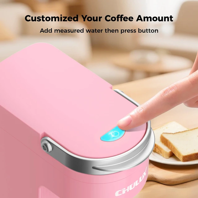 Alt view image 3 of 7 - CHULUX Slim Single Serve Coffee Maker for K Cup Pod for Small Spaces, Pink | Fast-Heating Boiler System, 4-Hole Needle for Richer Flavor, Adjustable Drip Tray for 7.3" Travel Mug, Food Grade Material