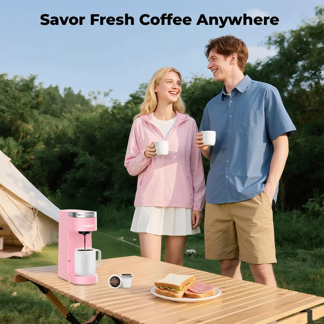 Alt view image 7 of 7 - CHULUX Slim Single Serve Coffee Maker for K Cup Pod for Small Spaces, Pink | Fast-Heating Boiler System, 4-Hole Needle for Richer Flavor, Adjustable Drip Tray for 7.3" Travel Mug, Food Grade Material