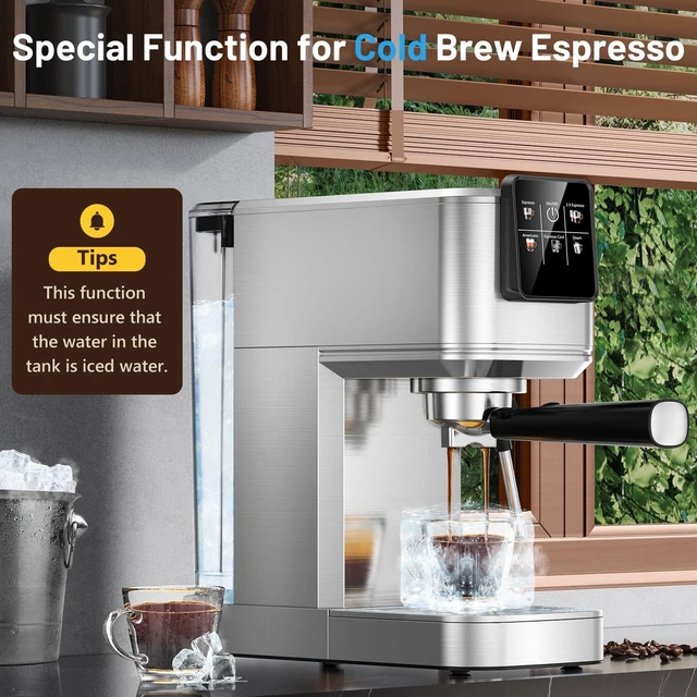 Alt view image 6 of 7 - KEENSTAR Espresso Machine 20 Bar with Touch Screen, Hot & Iced Coffee Makers, Stainless Steel Espresso Maker with Rapid Cold Brew & Milk Frother, with Water Tank for Latte, Cappuccino, Gift
