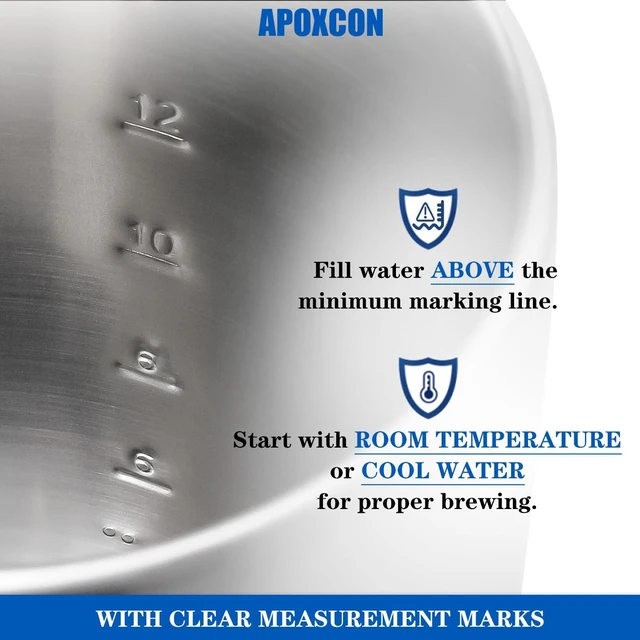 Alt view image 7 of 7 - APOXCON Electric Coffee Percolator Stainless Steel Coffee Maker with Glass Knob & On/OFF Switch Classic Coffee Pot with Keep Warm Cordless Serve - No Aluminum No Plastic Contact with Beverage (12 Cup)