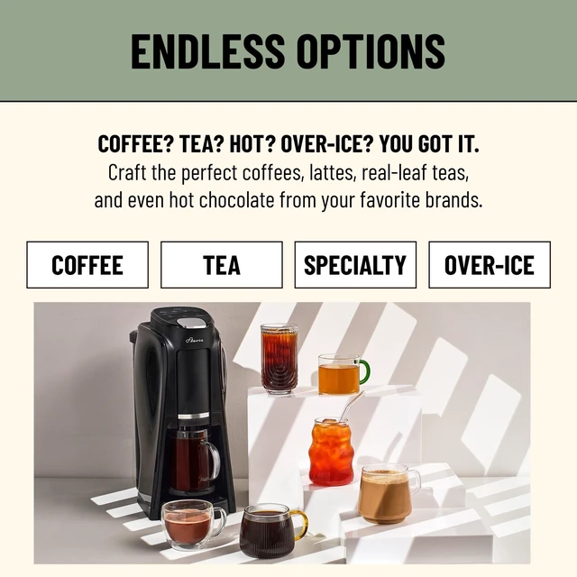 Alt view image 7 of 7 - Flavia Aroma Brewer Bundle with 84 Freshpacks and 1 Merchandiser - Coffee Machine, Makes Coffee, Lattes, Tea, and other Hot or Iced Beverages, Multiple Brew Sizes, Black, Works ONLY with Freshpacks