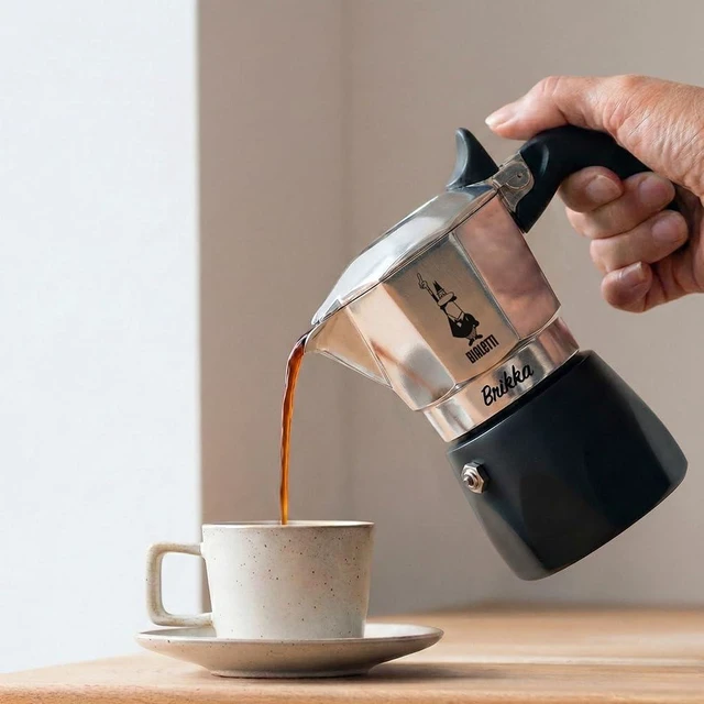 Alt view image 6 of 7 - Bialetti Brikka Moka Pot Stovetop Espresso Maker Crema-Rich Italian Coffee Maker, 2 Espresso Shots (3.4 oz / 100 mL), Black