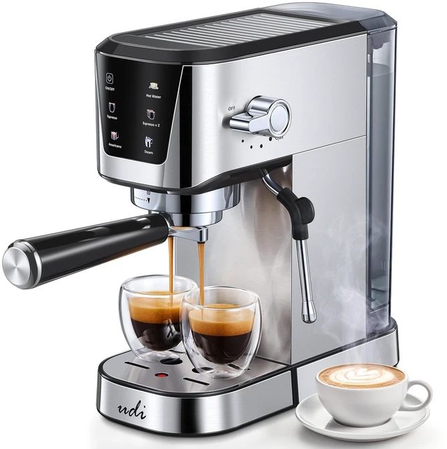 Main image of UDI Espresso Machines, 20 Bar Espresso Coffee machine | with LED Touch screen, for Lattes, Cappuccinos, Americano, Compact Cappuccino Latte Machine for Home, Silver