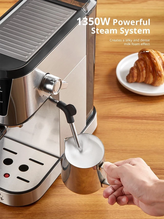 Alt view image 3 of 7 - UDI Espresso Machines, 20 Bar Espresso Coffee machine | with LED Touch screen, for Lattes, Cappuccinos, Americano, Compact Cappuccino Latte Machine for Home, Silver