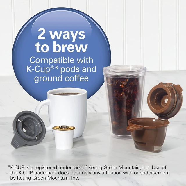 Alt view image 3 of 7 - Hamilton Beach Gen 4 FlexBrew Single-Serve Hot & Iced Coffee Maker | Uses Pod Packs or Grounds | 4 Fast Brewing Cup Size Options |50 oz. Removable Reservoir | Black