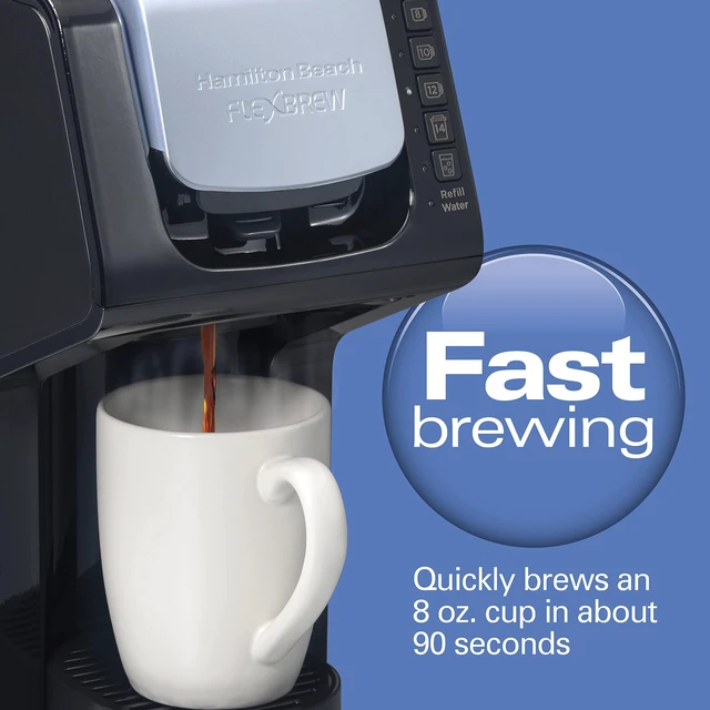 Alt view image 4 of 7 - Hamilton Beach Gen 4 FlexBrew Single-Serve Hot & Iced Coffee Maker | Uses Pod Packs or Grounds | 4 Fast Brewing Cup Size Options |50 oz. Removable Reservoir | Black