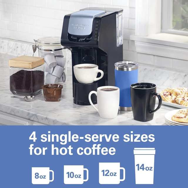 Alt view image 7 of 7 - Hamilton Beach Gen 4 FlexBrew Single-Serve Hot & Iced Coffee Maker | Uses Pod Packs or Grounds | 4 Fast Brewing Cup Size Options |50 oz. Removable Reservoir | Black