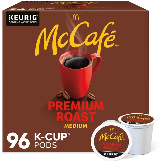 Main image of McCafe Premium Roast Medium Roast Coffee, K-Cup Pods, 96 Count | Rich Aroma Smooth Body and Clean Finish, Responsibly Sourced, Compatible with all Keurig Brewers, 4 Packs of 24