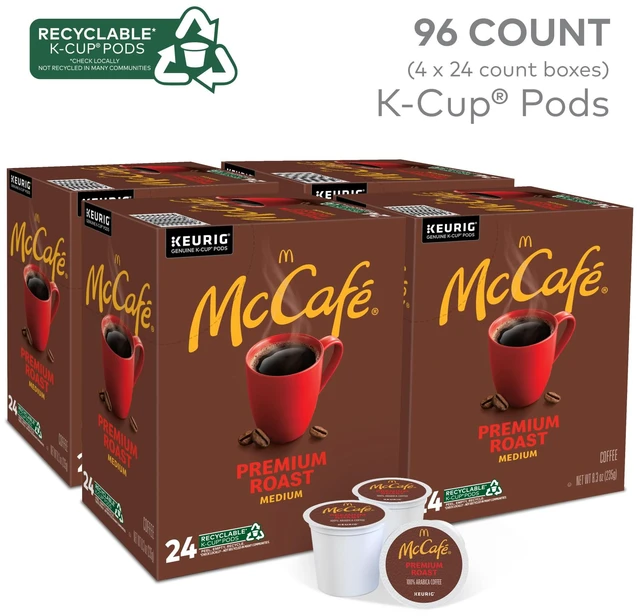 Alt view image 2 of 7 - McCafe Premium Roast Medium Roast Coffee, K-Cup Pods, 96 Count | Rich Aroma Smooth Body and Clean Finish, Responsibly Sourced, Compatible with all Keurig Brewers, 4 Packs of 24