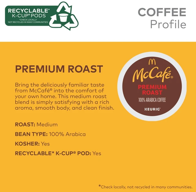 Alt view image 3 of 7 - McCafe Premium Roast Medium Roast Coffee, K-Cup Pods, 96 Count | Rich Aroma Smooth Body and Clean Finish, Responsibly Sourced, Compatible with all Keurig Brewers, 4 Packs of 24