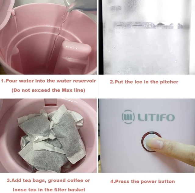 Alt view image 4 of 6 - LITIFO Iced Tea Maker and Iced Coffee Maker Brewing System with 2-quart Pitcher, Perfect For Fruit Infused Tea, Lemonade, Flavored Water (Pink)