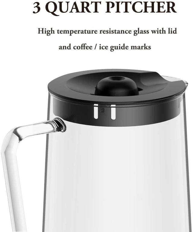 Alt view image 4 of 6 - BARRENWOOD Ice Tea Maker with 2.5QT Cold Brew Coffee & Iced Tea Pitcher, Strength Selector, Reusable Filter for Lemonade, Fruit Infused Water (Black)