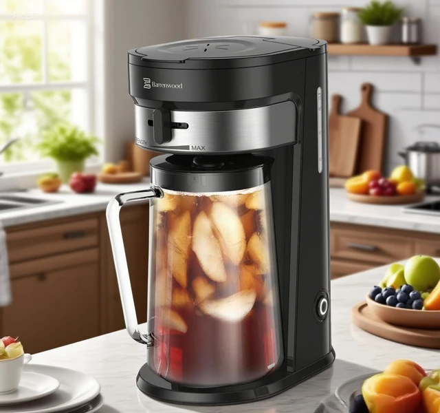Alt view image 6 of 6 - BARRENWOOD Ice Tea Maker with 2.5QT Cold Brew Coffee & Iced Tea Pitcher, Strength Selector, Reusable Filter for Lemonade, Fruit Infused Water (Black)