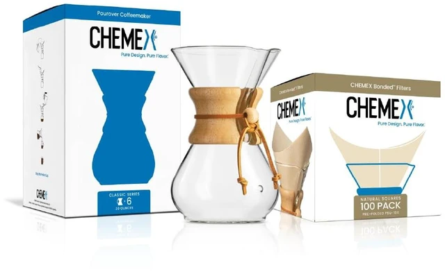 Main image of CHEMEX Bundle - 6-Cup Classic Series - 100 ct Square Filters - Exclusive Packaging