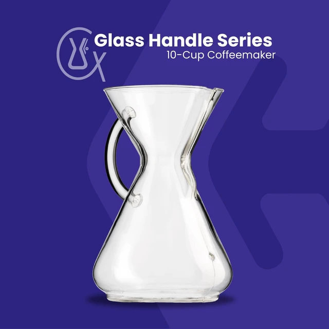 Alt view image 2 of 7 - Chemex Pour-Over Glass Coffeemaker - Glass Handle Series - 10-Cup - Exclusive Packaging