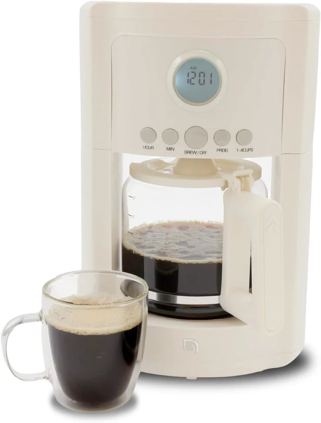 Main image of WILLOW 12-Cup Programmable Drip Coffee Maker with Glass Carafe Delay Brew Coffee Machine with Timer, 1-4 Cup Setting, Keep Warm, Auto Shut-Off & Reusable Filter, Coffee Pot - Cream White
