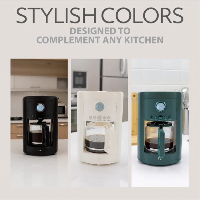 Alt view image 5 of 6 - WILLOW 12-Cup Programmable Drip Coffee Maker with Glass Carafe Delay Brew Coffee Machine with Timer, 1-4 Cup Setting, Keep Warm, Auto Shut-Off & Reusable Filter, Coffee Pot - Cream White