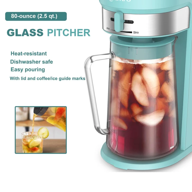 Alt view image 6 of 6 - LITIFO Iced Tea Maker and Iced Coffee Maker Brewing System with 2.5-quart Pitcher, sliding strength selector for Taste Customization, Stainless Steel (Green)