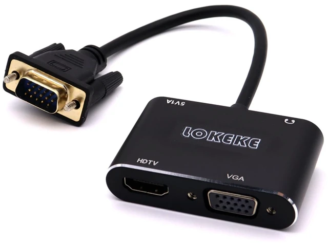 Alt view image 2 of 7 - LOKEKE VGA to HDMI VGA, VGA to HDMI VGA Adapter with Audio Cable and USB Cable for Computer, Desktop, Laptop, PC, Monitor, Projector, HDTV