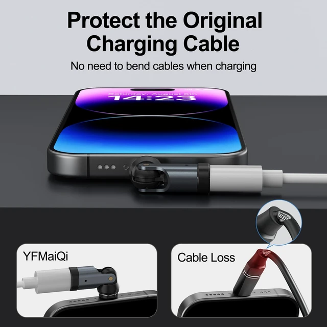 Alt view image 2 of 7 - Magnetic USB C to Lightning Adapter, 540 Rotating Fast Charging Connector | 540 Rotating Magnetic Connector(2Pack), 27W PD Charging, LED Indicator, Data Sync for iPhone 14/13/12/11, Not for Audio/OTG