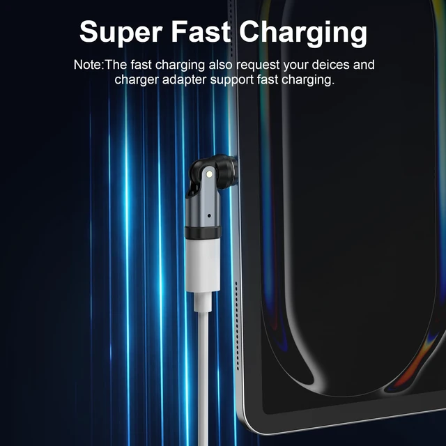 Alt view image 4 of 7 - Magnetic USB C to Lightning Adapter, 540 Rotating Fast Charging Connector | 540 Rotating Magnetic Connector(2Pack), 27W PD Charging, LED Indicator, Data Sync for iPhone 14/13/12/11, Not for Audio/OTG
