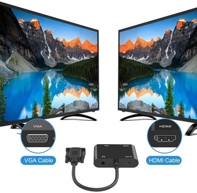 Alt view image 5 of 7 - LOKEKE VGA to HDMI VGA, VGA to HDMI VGA Adapter with Audio Cable and USB Cable for Computer, Desktop, Laptop, PC, Monitor, Projector, HDTV