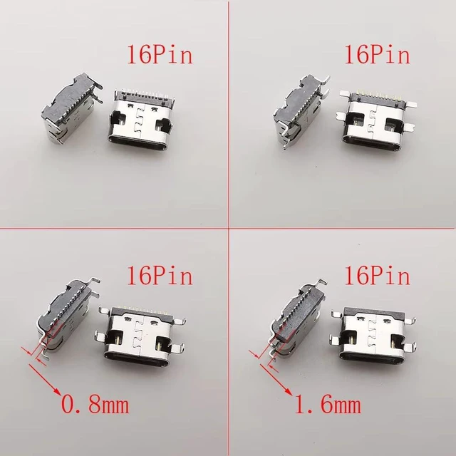 Alt view image 7 of 7 - JSZAAHZ 150Pcs USB Type C Female Socket 6Pin 16Pin Port Connector Type-C USB 3.1 Charging Dock Connectors PCB Soldering Digital Product DIY Repair Type C Jack Charger Adapter for Phone