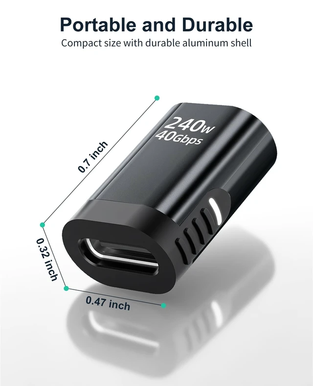 Alt view image 3 of 7 - 240W USB C Magnetic Female Adapter to HanCenDa 24Pin USB C Male Connector | For iPhone 17/16/15/Laptop/Steam Deck, Support up to 40Gbps Data Transfer and 8K@60Hz Video, Compatible with Thunderbolt 4/3