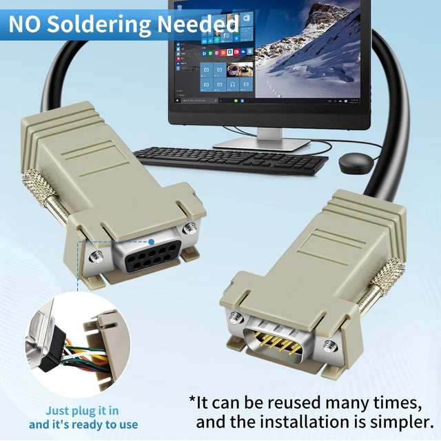 Alt view image 2 of 7 - 12PCS for D-SUB to RJ45 Serial Adapter D-SUB to RJ45 Modular Adapter | Male to Female,Female to Female, 9 Pin RS232 to Ethernet Adapter, 9 Pin LAN Extender, RS232 to Ethernet Modular Converter