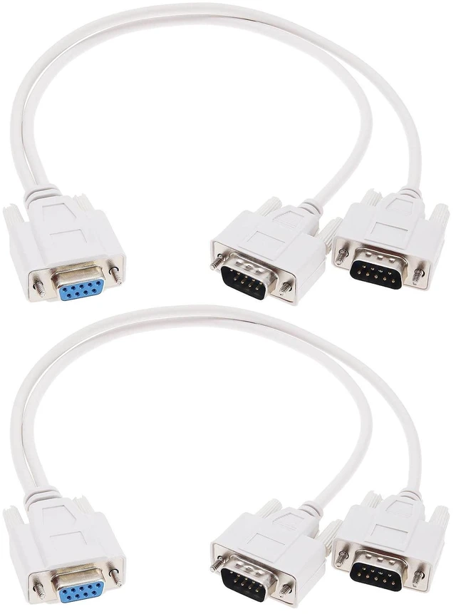 Main image of ECSiNG 2Pcs DB9 Serial Splitter Cable Replacement DB9 9 Pin 1 Female Ale to 2 Male Rs232 Serial Splitter Adapter Accessories for Connecting Computers Digital Machine Tools