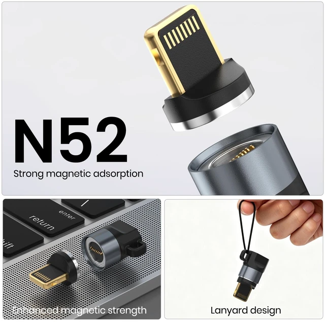 Alt view image 4 of 7 - Magnetic USB C to Lightning Adapter 2 Pack, Data Sync Only Connector | Strong Magnetic Lightning Adapter for iPhone 14 Pro Max, iPad, AirPods; Fast Charging, Data Sync Only, Not for Audio/OTG