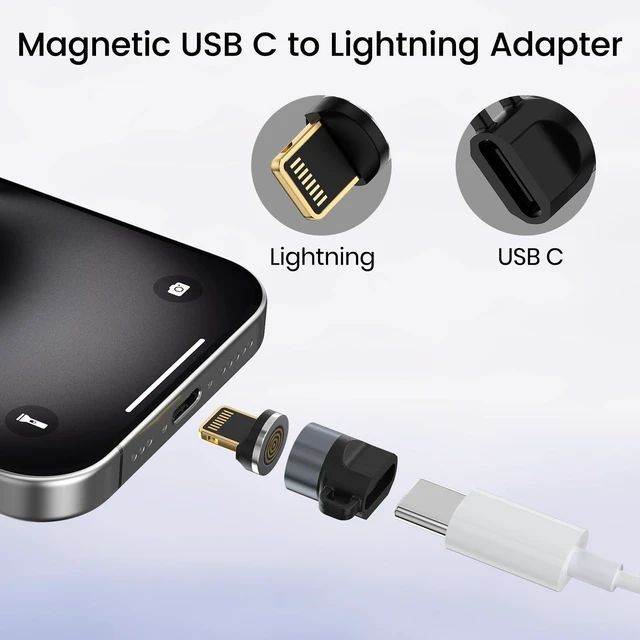 Alt view image 3 of 7 - Magnetic USB C to Lightning Adapter 2 Pack, Data Sync Only Connector | Strong Magnetic Lightning Adapter for iPhone 14 Pro Max, iPad, AirPods; Fast Charging, Data Sync Only, Not for Audio/OTG