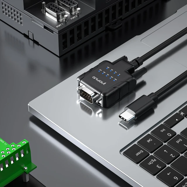 Alt view image 6 of 7 - Anwaut ProtoC-IX9 Series | 1-Port Industrial USB-C to Serial / RS232 (DB9) Adapter Converter (Compatible for Windows 11, macOS 15 | 9 X Data Monitoring LEDs, U2RS232-C)