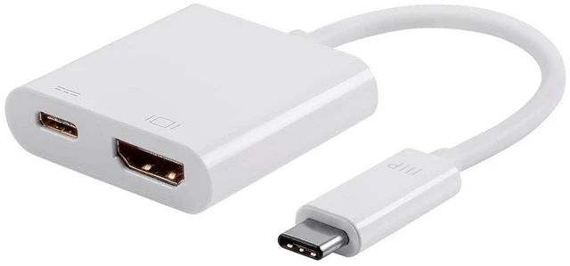 Main image of Monoprice USB-C Multiport Adapter - HDMI and USB-C Ports, Mirror Display, Up To 1080p @ 60hz, White - Select Series