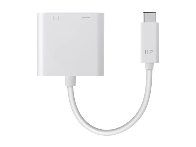 Alt view image 2 of 5 - Monoprice USB-C Multiport Adapter - HDMI and USB-C Ports, Mirror Display, Up To 1080p @ 60hz, White - Select Series