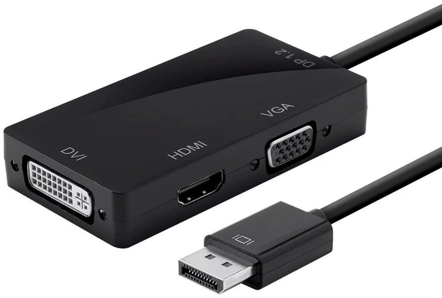 Main image of Monoprice DisplayPort 1.2A to 4K HDMI, Dual Link DVI, and VGA Passive Adapter, Black (112802)