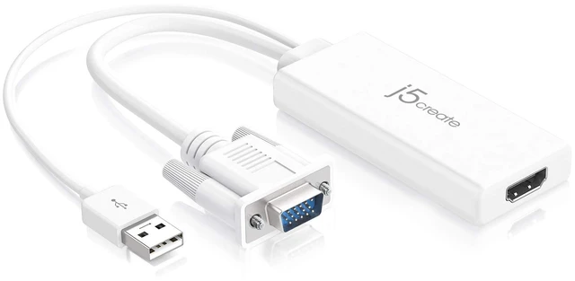 Main image of j5create HDMI to VGA Adapter- 4K 1080p @ 60 Hz | 1.62 Gbps and 2.7 Gbps | Compatible with Apple iMac or MacBook, PC, HDTV, Projectors and More