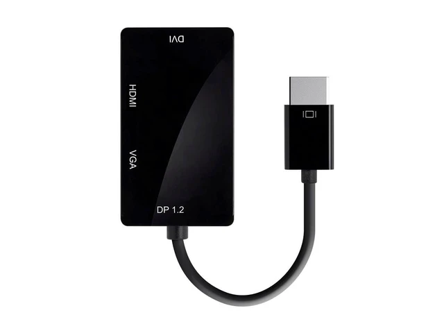 Alt view image 2 of 4 - Monoprice DisplayPort 1.2A to 4K HDMI, Dual Link DVI, and VGA Passive Adapter, Black (112802)