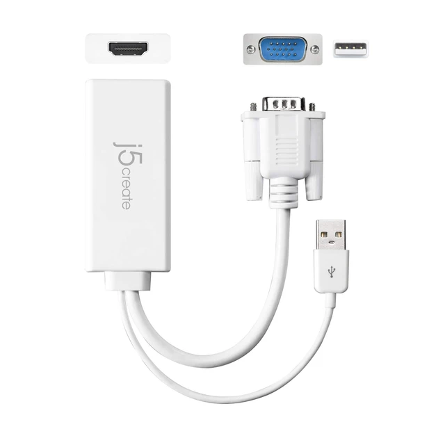 Alt view image 4 of 6 - j5create HDMI to VGA Adapter- 4K 1080p @ 60 Hz | 1.62 Gbps and 2.7 Gbps | Compatible with Apple iMac or MacBook, PC, HDTV, Projectors and More