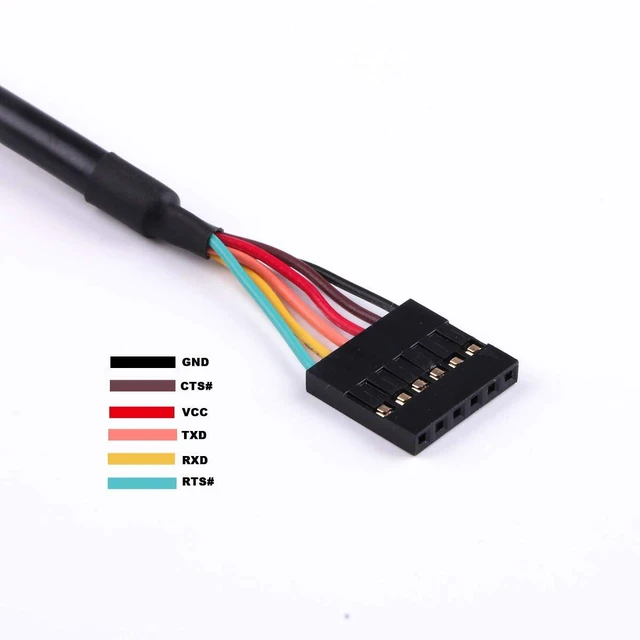 Alt view image 3 of 6 - Suamdoen USB to 5v TTL UART Serial Cable 6 Way 0.1" Pitch Terminated Connector 5.0V Signalling Converter Adapter Cable 6FT Compatible TTL-232R-5V
