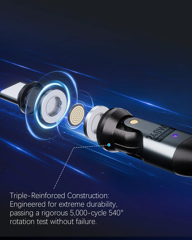 Alt view image 3 of 6 - EndlesShine Magnetic USB Adapter Type C to C with 10cm Short Cable | 16PIN anti-Arc Stable PD 240W Fast Charging USB-C 180° Rotation Swivel Connector 480MBPS(2 Cable 6 Tips SET)